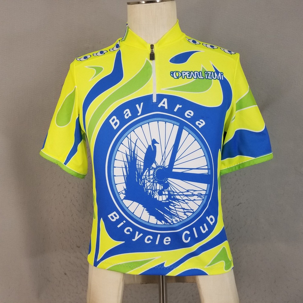 Pearl Izumi Cycling Jersey Womens LG Yellow Bay Area Bicycle Club Short Sleeve